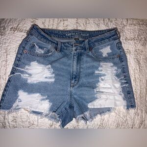 American Eagle Outfitters Ripped Light Blue Jean Shorts